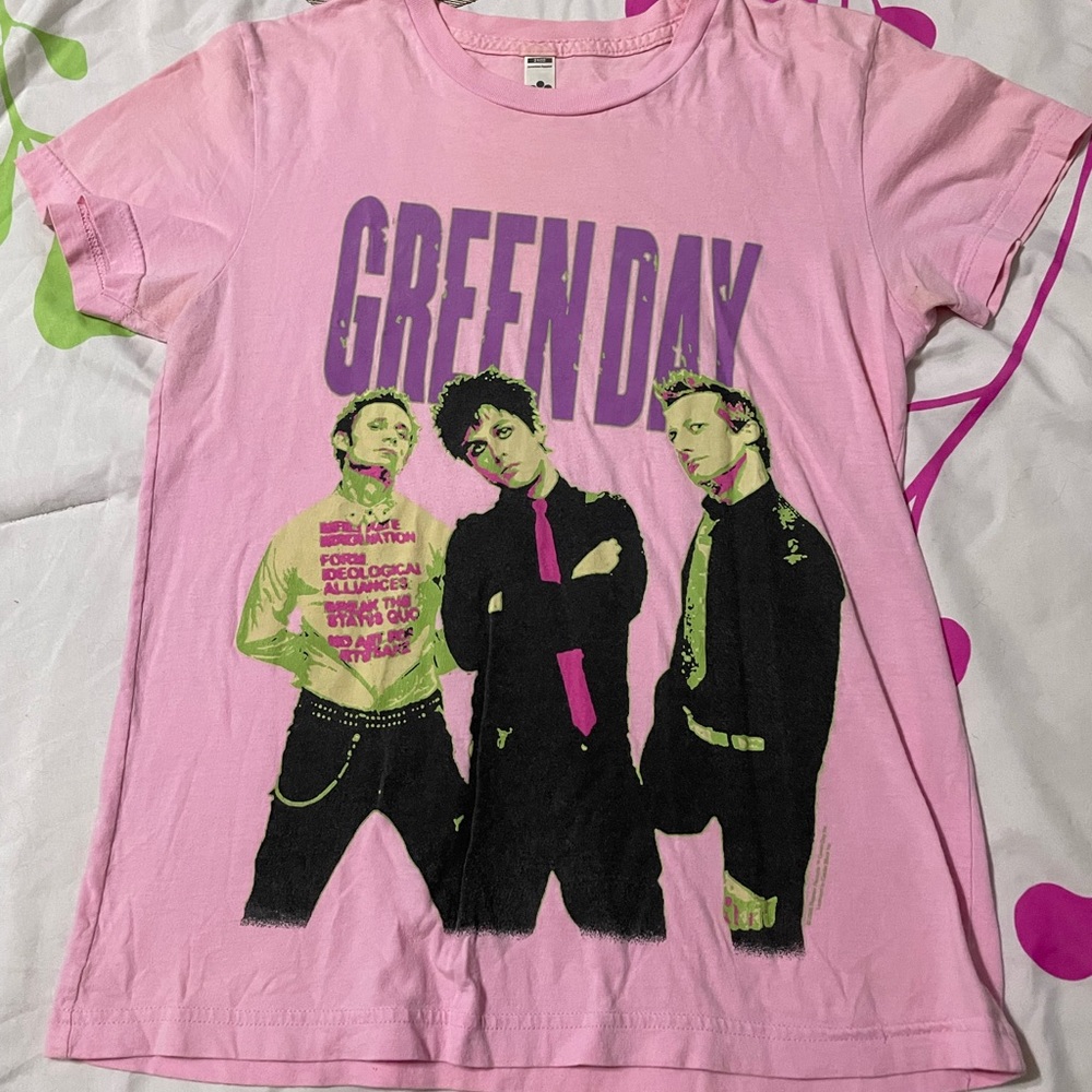 American Apparel Children/Women's Green Day T Shirt Pink Size Large